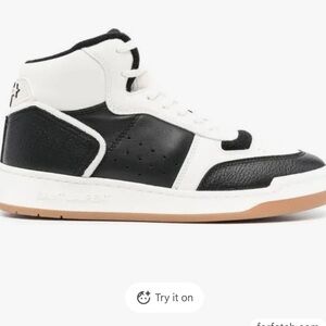 Saint Laurent Black and White Leather Sneakers